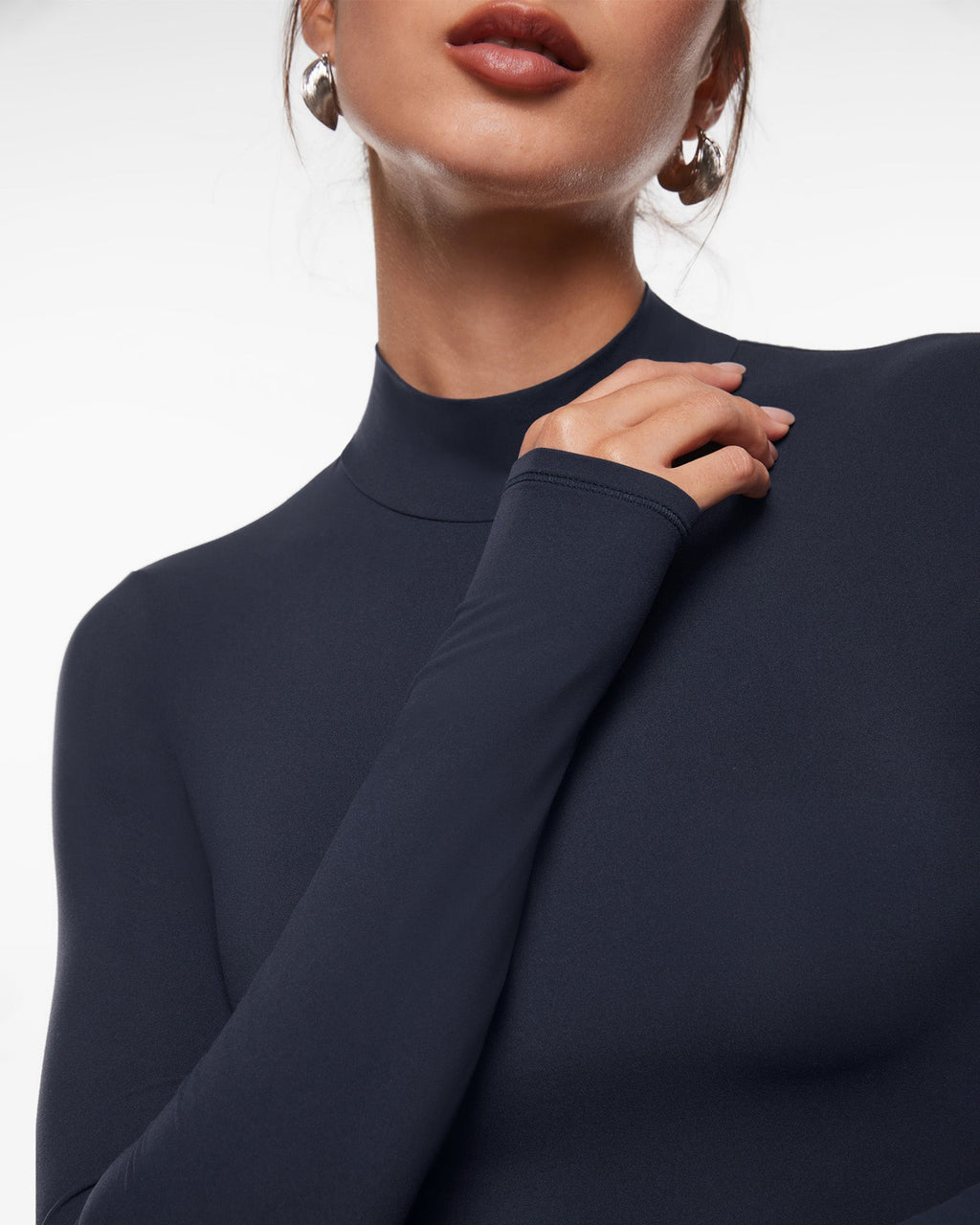 Inbarely® Soft Mock Turtleneck Long Sleeve Top