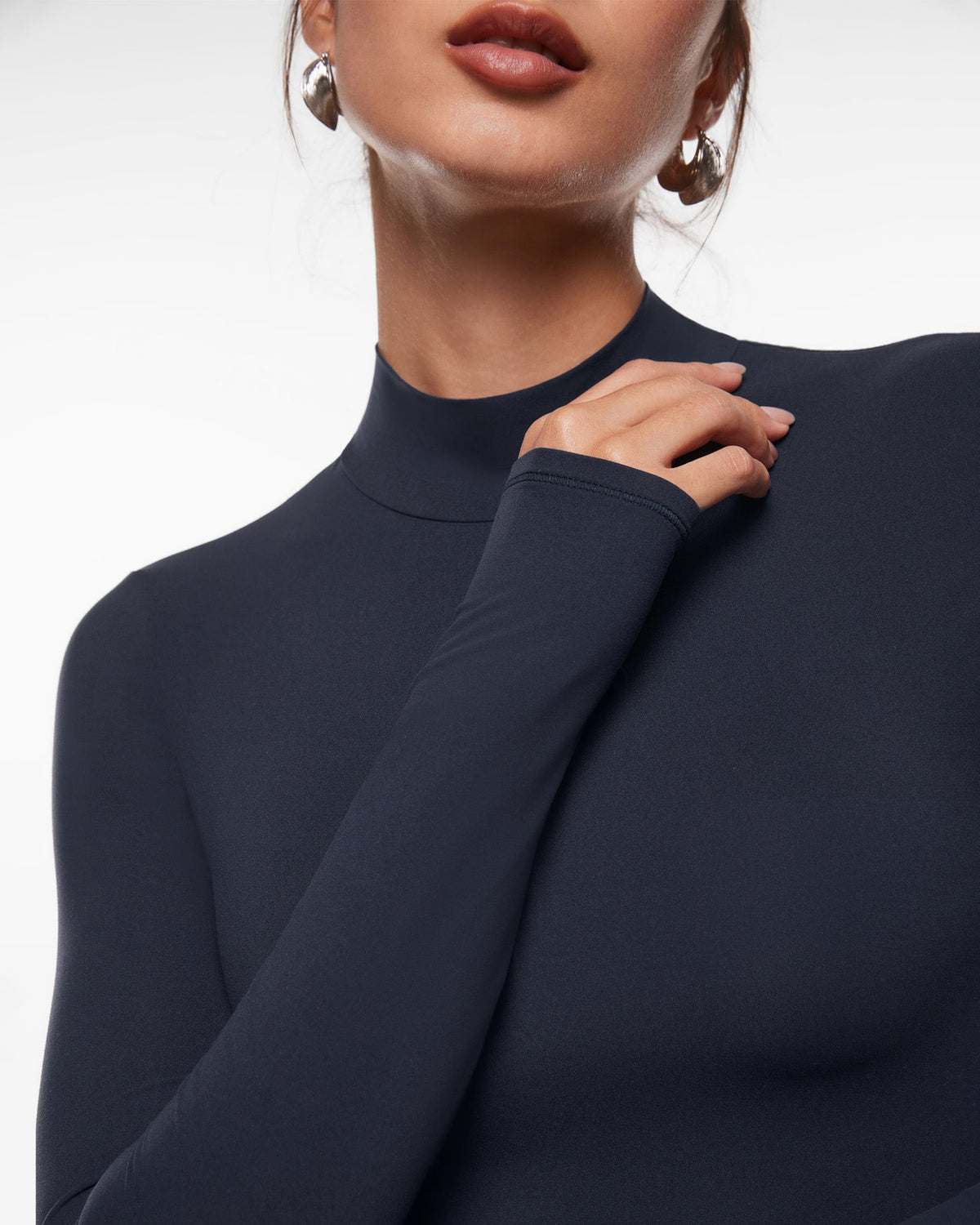 Inbarely® Soft Mock Turtleneck Long Sleeve Top