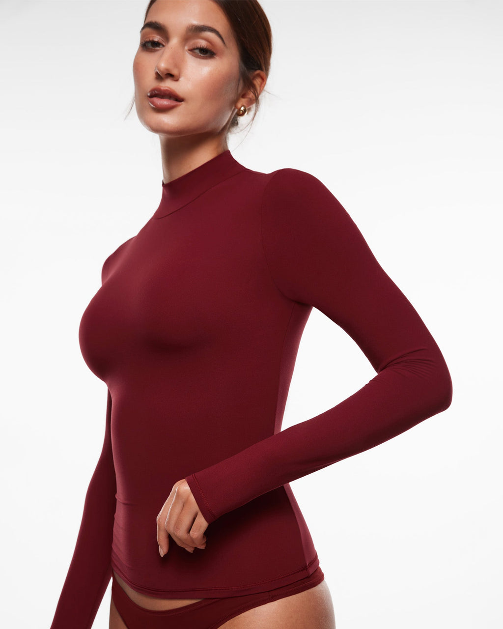Inbarely® Soft Mock Turtleneck Long Sleeve Top