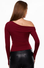 Off The Shoulder Double Lined Long Sleeve Tops