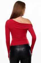 Off The Shoulder Double Lined Long Sleeve Tops