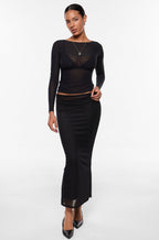 Cosnufy® Mesh Boat Neck Long Sleeve Top