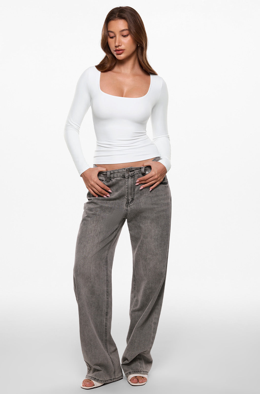 Airsoft Long Sleeve Square Neck Tops