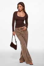 Airsoft Long Sleeve Square Neck Tops