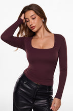 Airsoft Long Sleeve Square Neck Tops