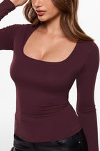 Airsoft Long Sleeve Square Neck Tops