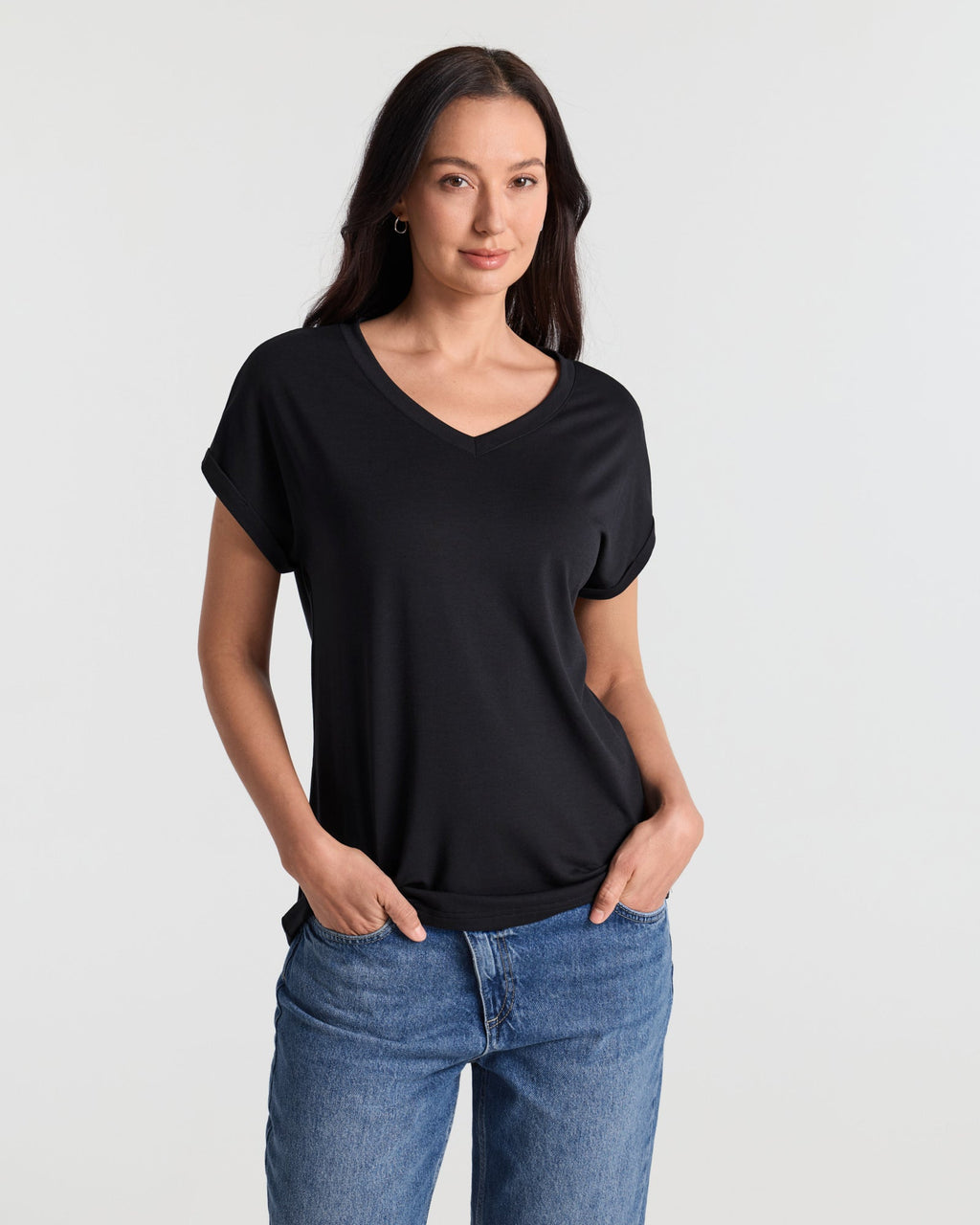 V Neck Batwing Relaxed T-Shirt