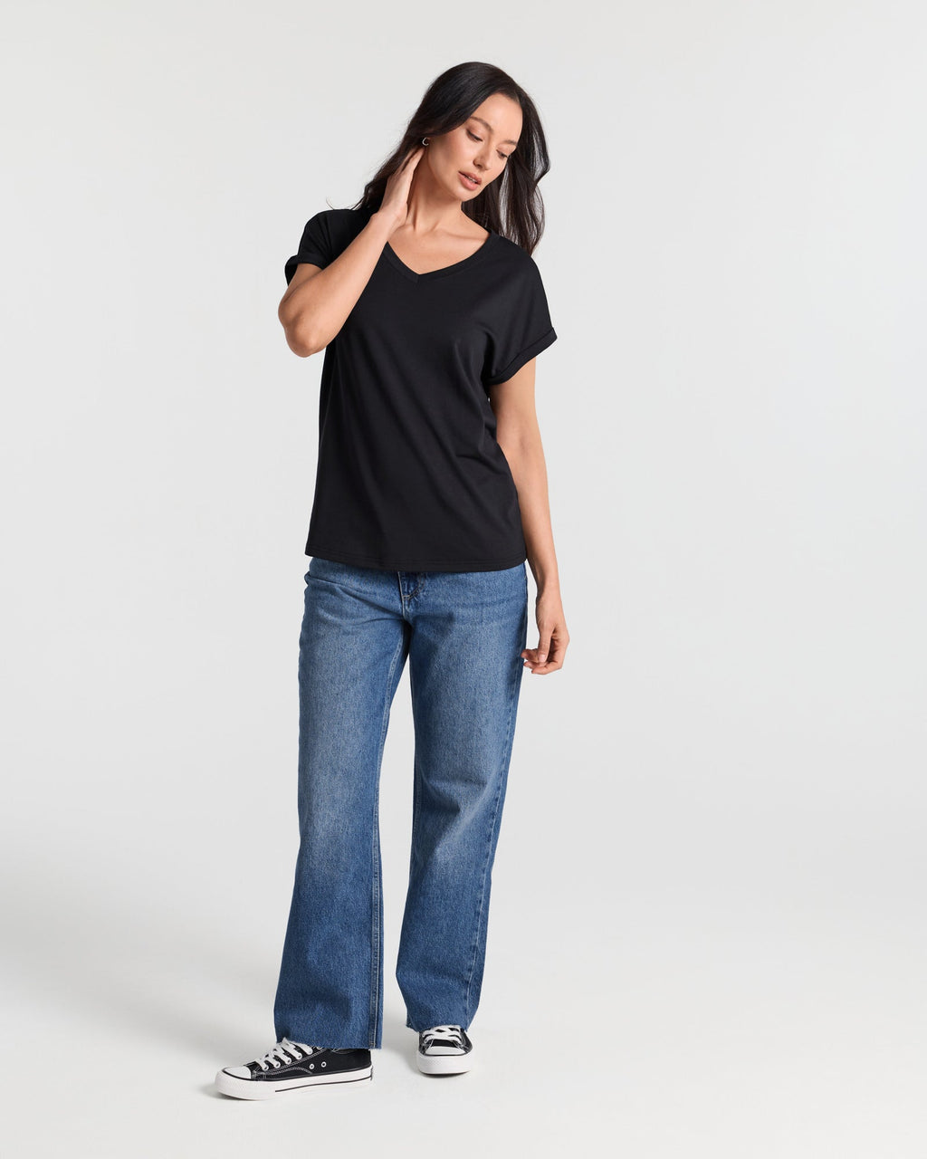 V Neck Batwing Relaxed T-Shirt