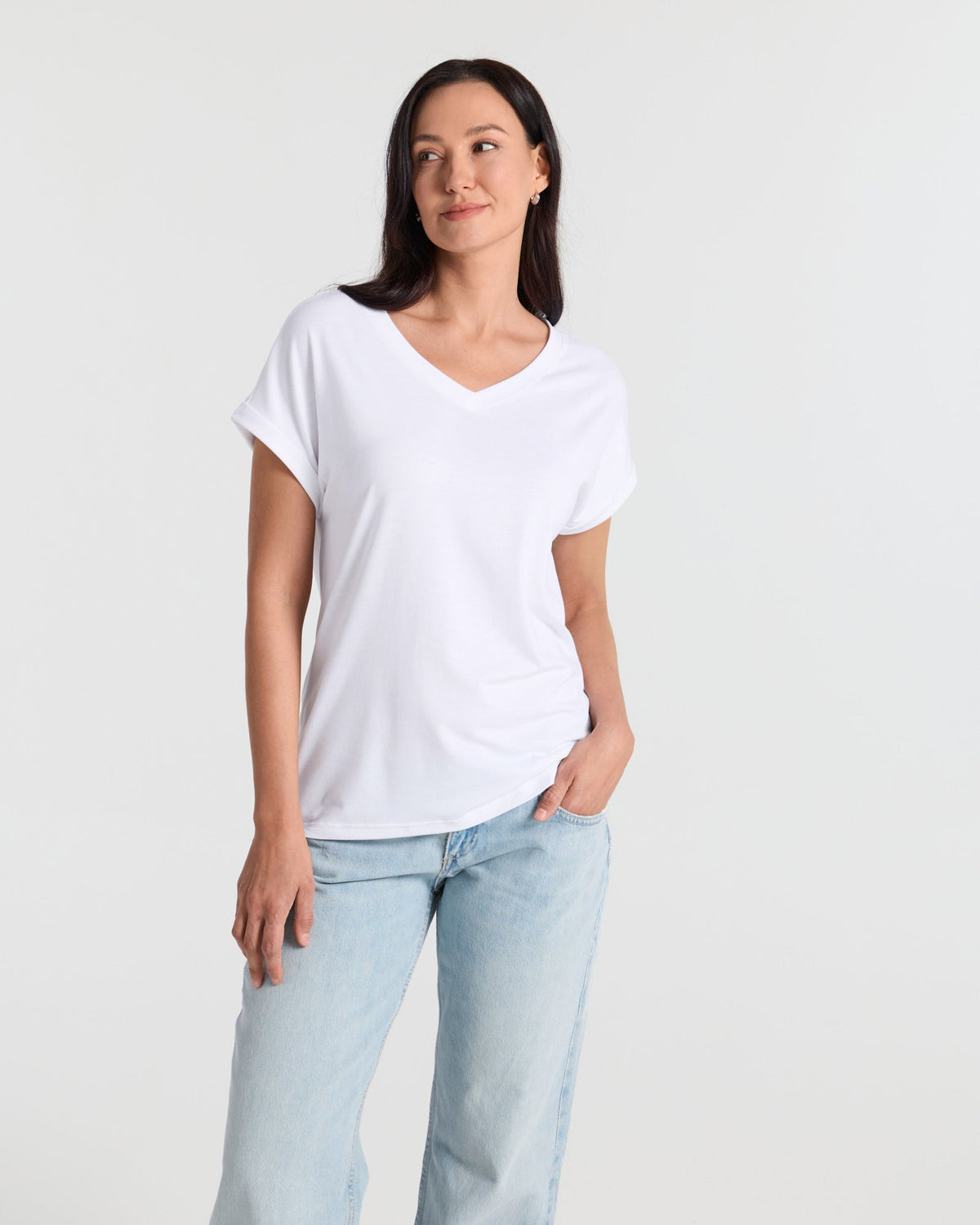 V Neck Batwing Relaxed T-Shirt
