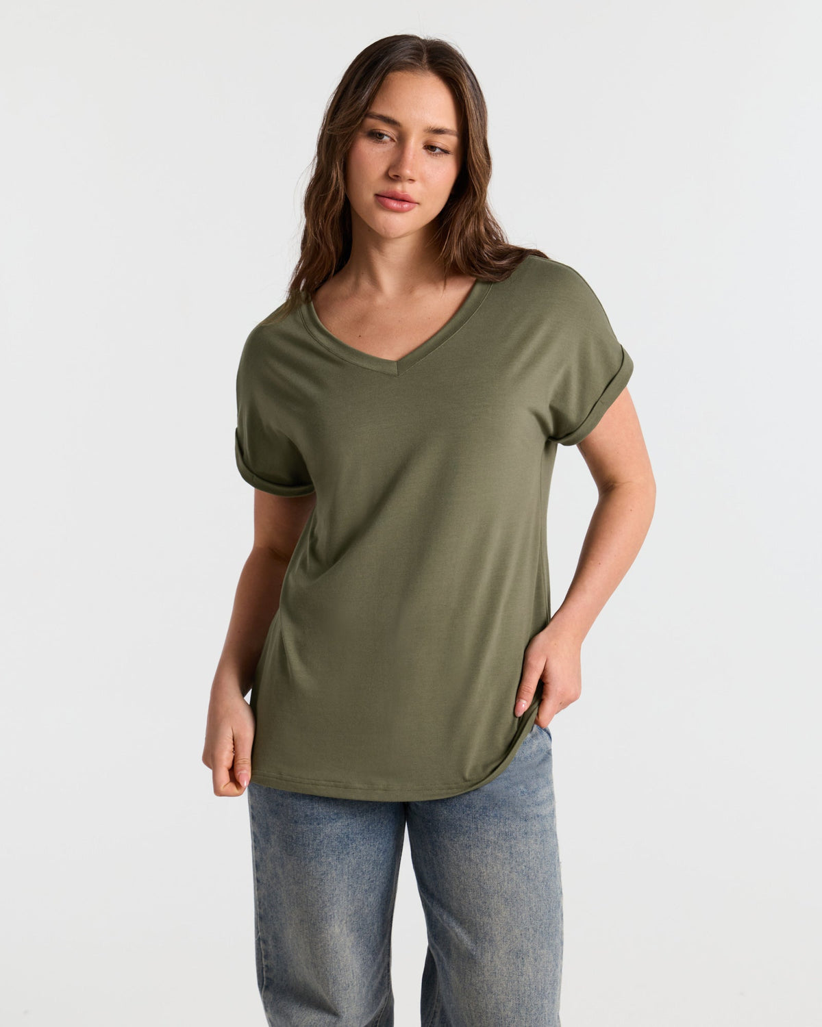 V Neck Batwing Relaxed T-Shirt