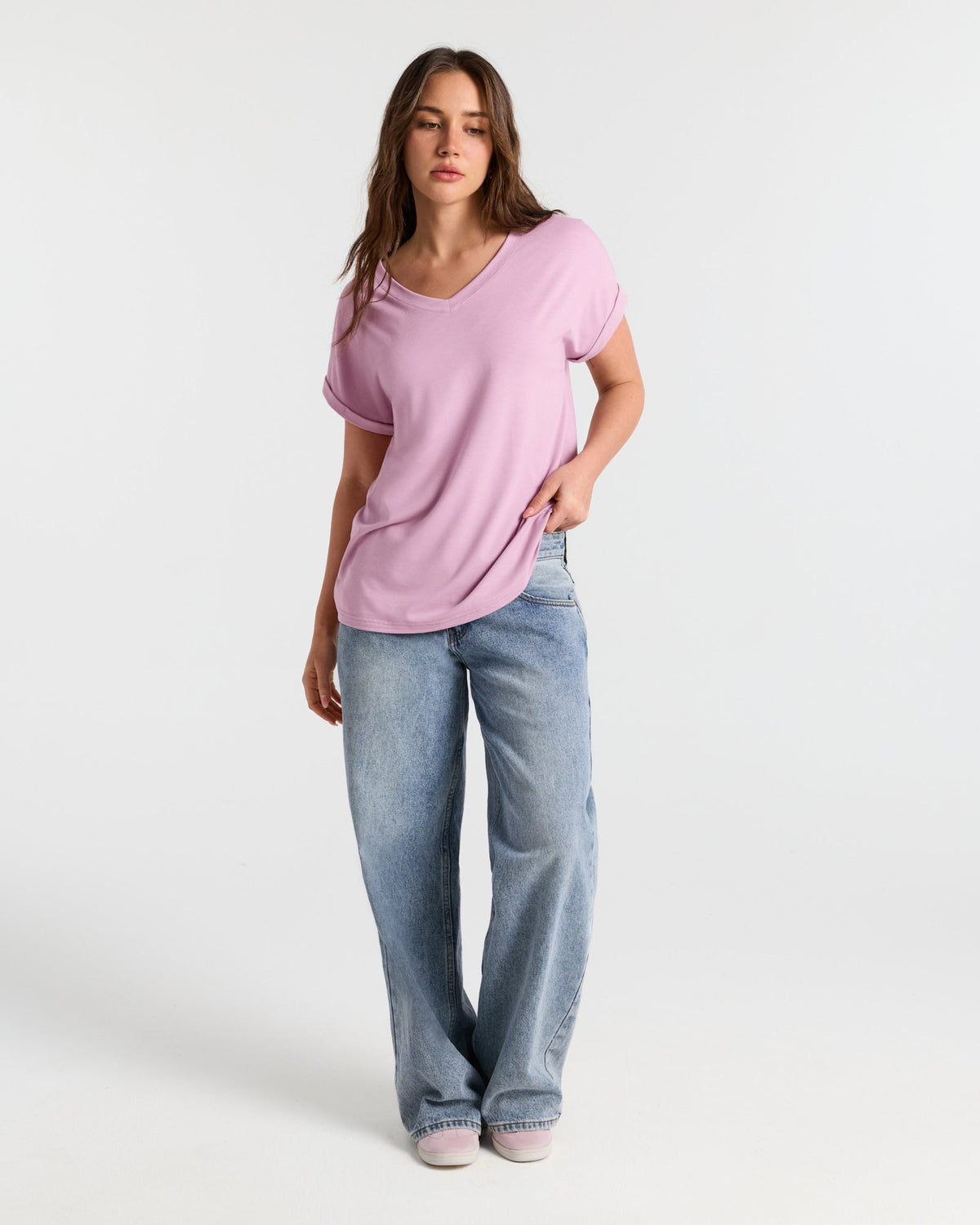 V Neck Batwing Relaxed T-Shirt