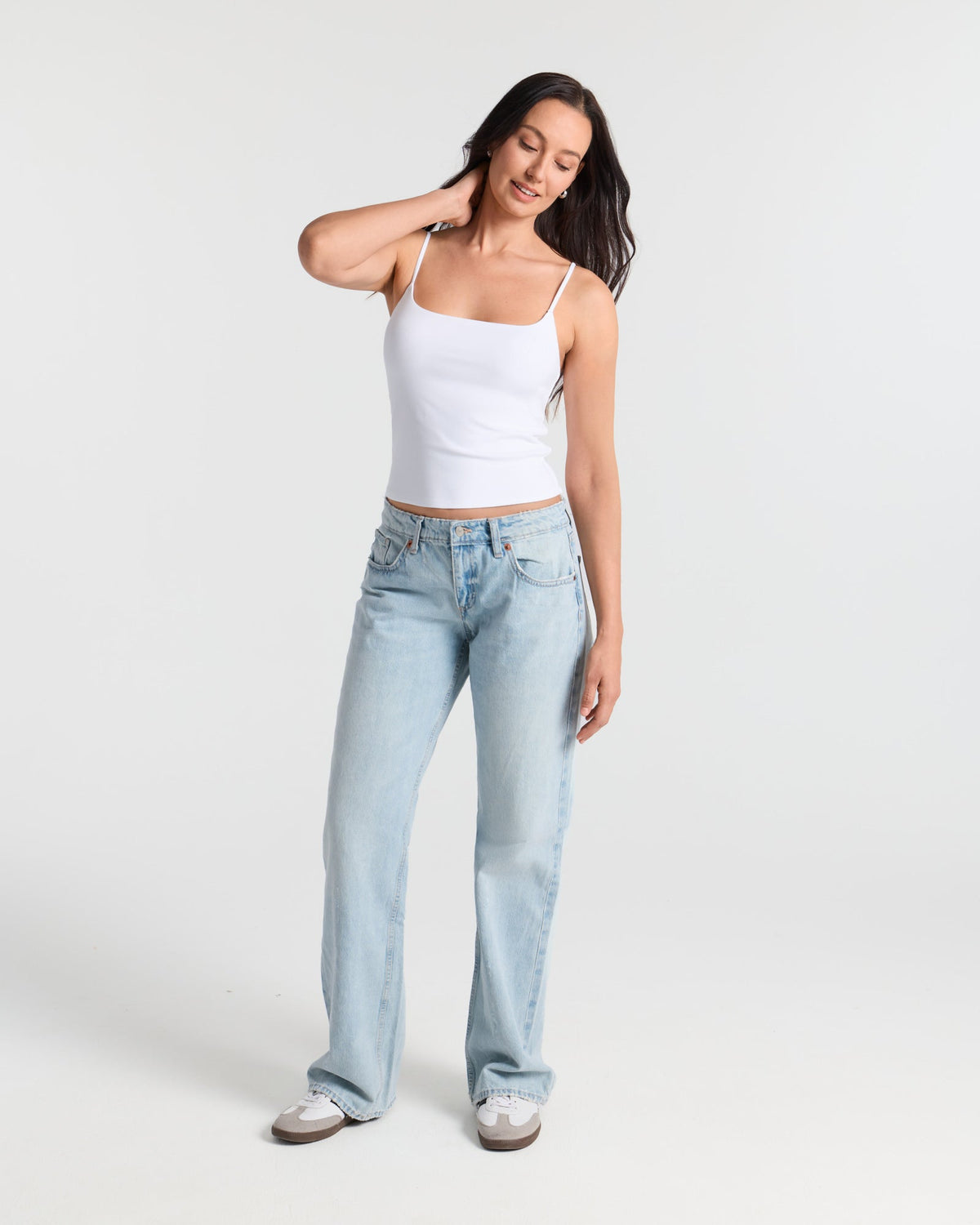 Spaghetti Straps Double Layer Crop Cami