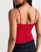 Spaghetti Straps Double Layer Crop Cami