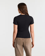 Ribbed Crew Neck Fitted T-Shirt