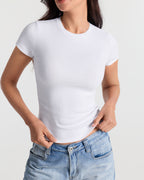 Ribbed Crew Neck Fitted T-Shirt