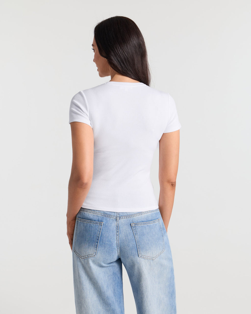 Ribbed Crew Neck Fitted T-Shirt