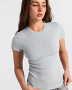 Ribbed Crew Neck Fitted T-Shirt