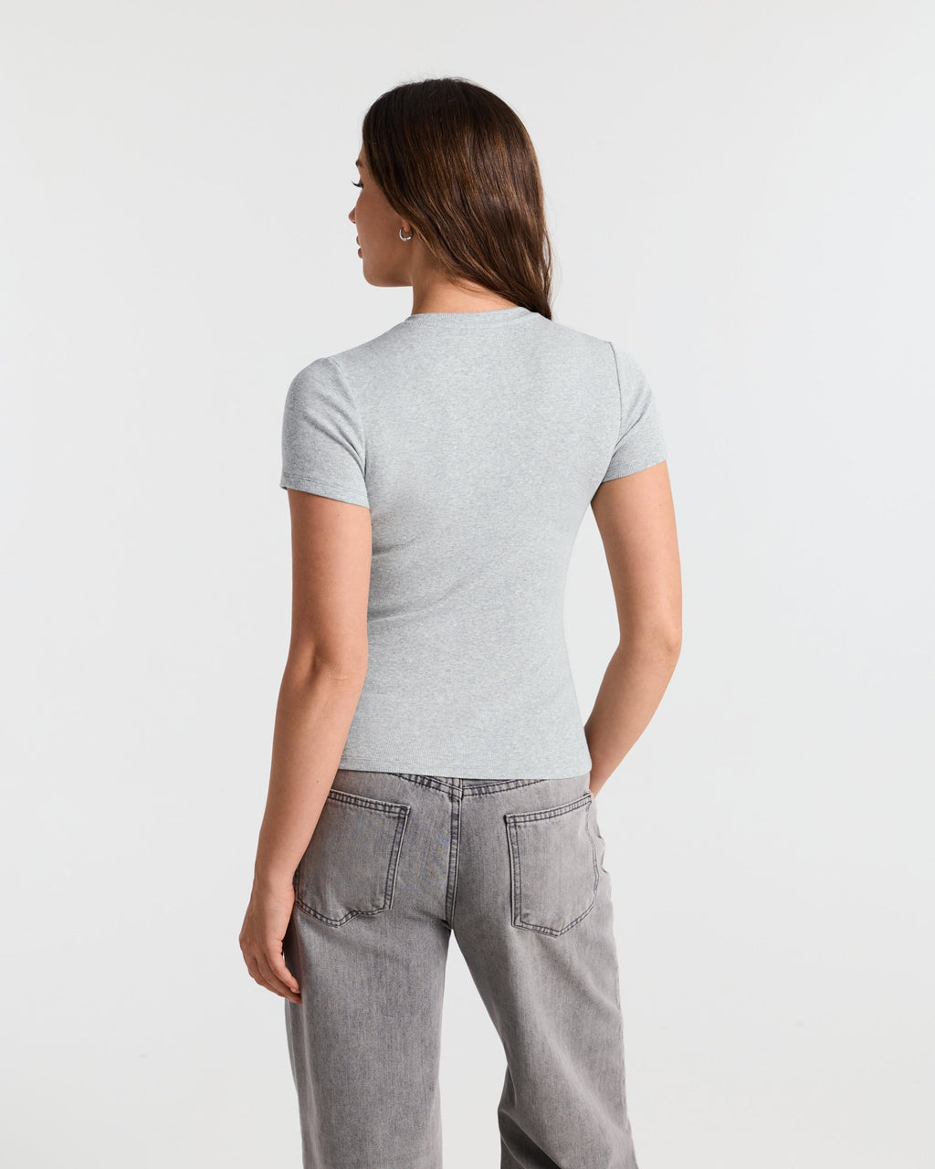 Ribbed Crew Neck Fitted T-Shirt