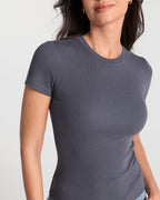Ribbed Crew Neck Fitted T-Shirt