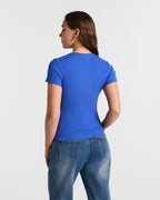Ribbed Crew Neck Fitted T-Shirt