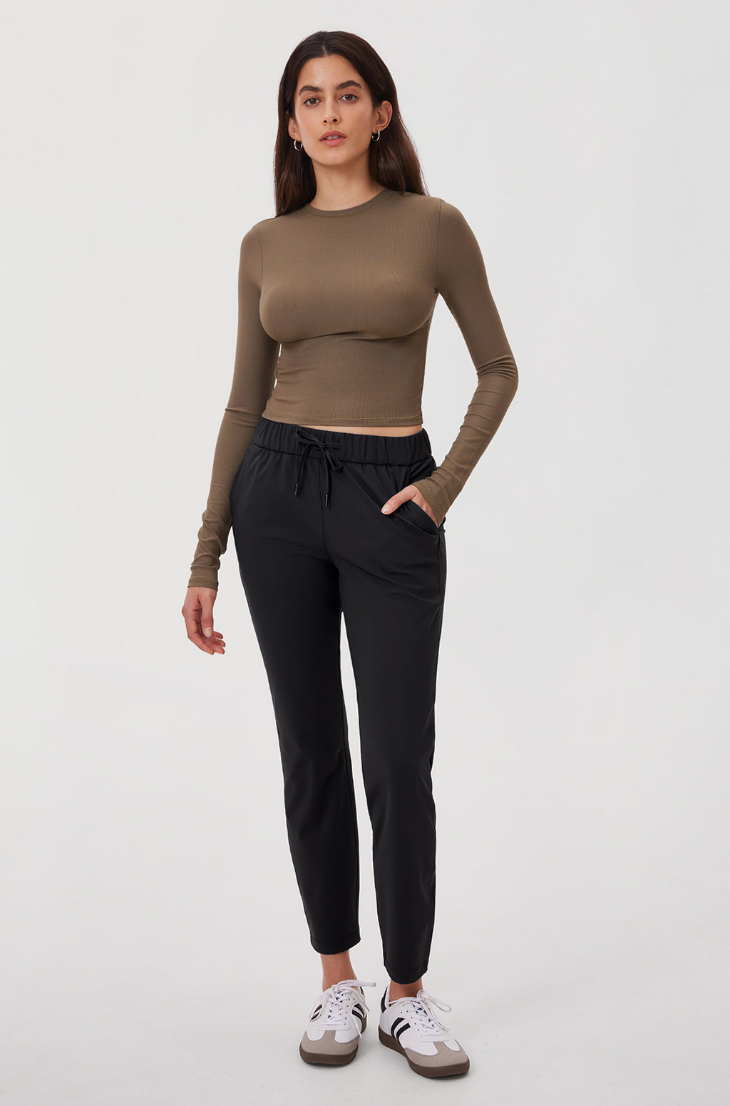 Stretch Drawstring 7/8 Pants with Pockets 27''