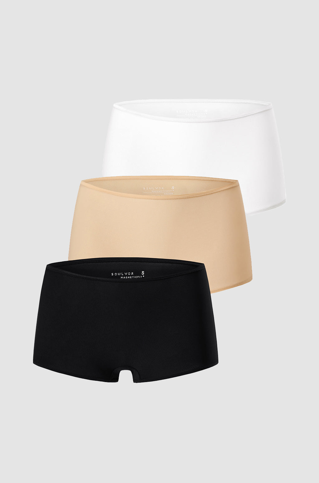 Stretchy Mid Waist Boy Shorts 3 Pack