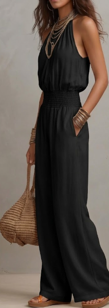 Camille | Effortless Halter Wide-Leg Jumpsuit