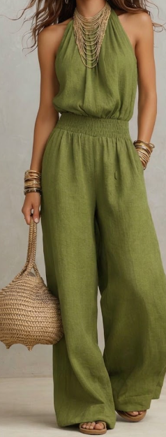 Camille | Effortless Halter Wide-Leg Jumpsuit