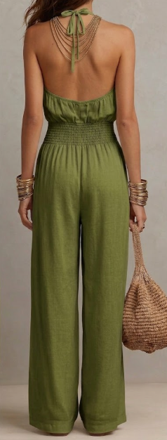 Camille | Effortless Halter Wide-Leg Jumpsuit