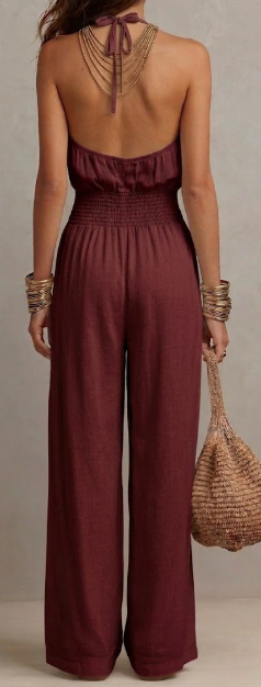 Camille | Effortless Halter Wide-Leg Jumpsuit