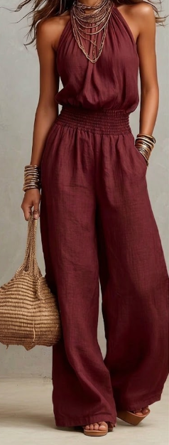 Camille | Effortless Halter Wide-Leg Jumpsuit