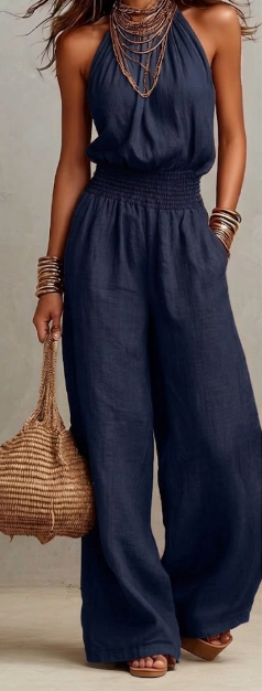 Camille | Effortless Halter Wide-Leg Jumpsuit