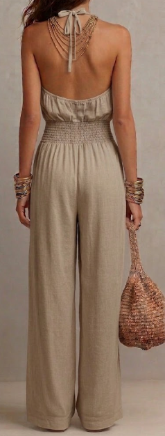 Camille | Effortless Halter Wide-Leg Jumpsuit