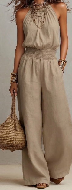 Camille | Effortless Halter Wide-Leg Jumpsuit