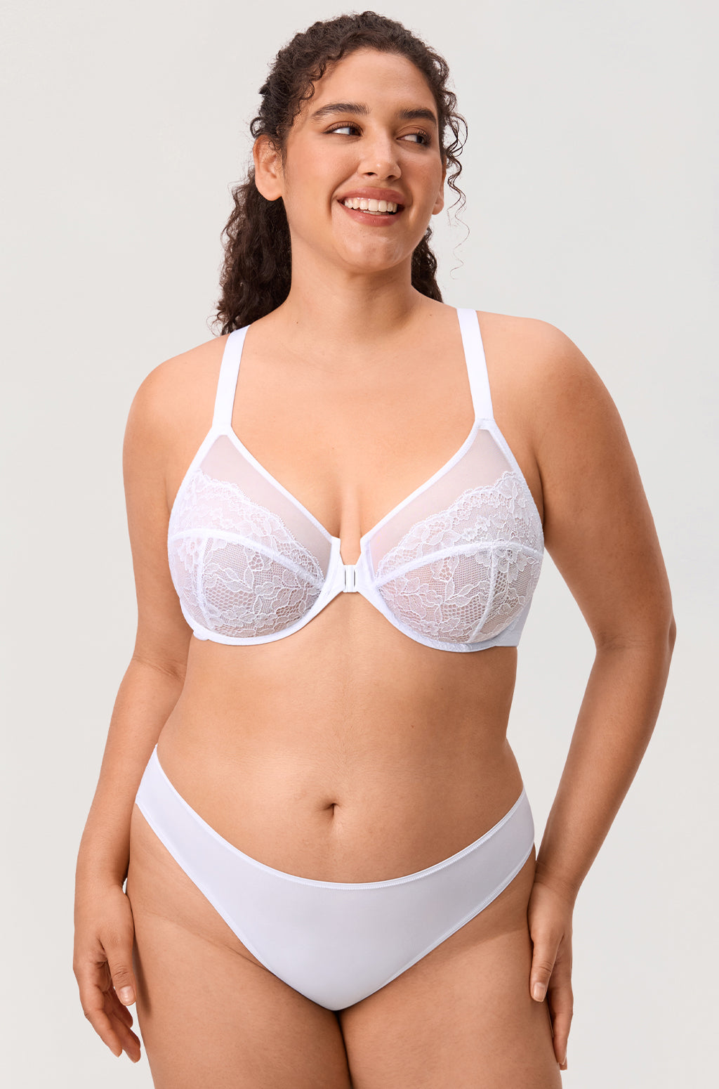 Full Coverage Front Closure Racerback Lace Bra