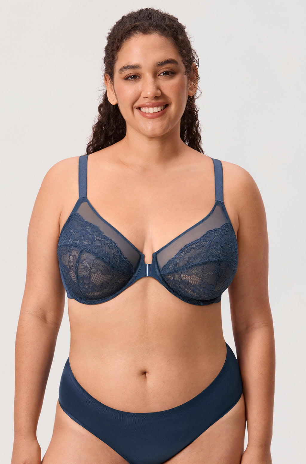 Full Coverage Front Closure Racerback Lace Bra