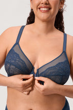 Full Coverage Front Closure Racerback Lace Bra