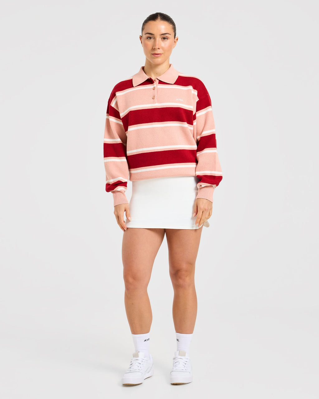 Signature Relaxed Knitted Polo - Burgundy/Roze