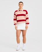 Signature Relaxed Knitted Polo - Burgundy/Roze
