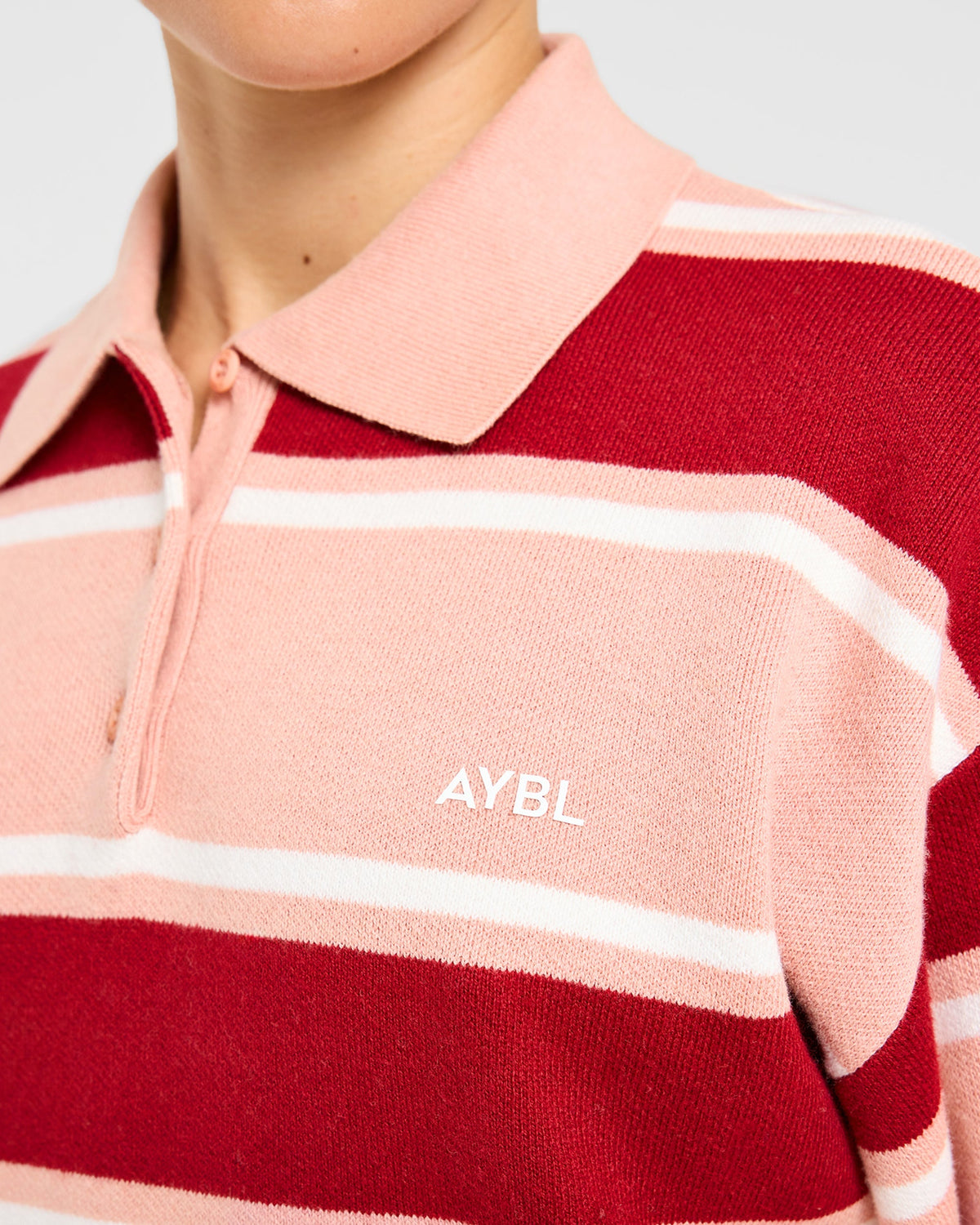 Signature Relaxed Knitted Polo - Burgundy/Roze