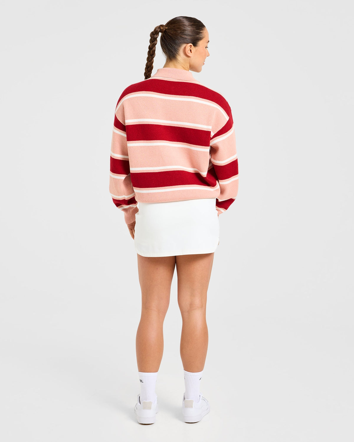 Signature Relaxed Knitted Polo - Burgundy/Roze