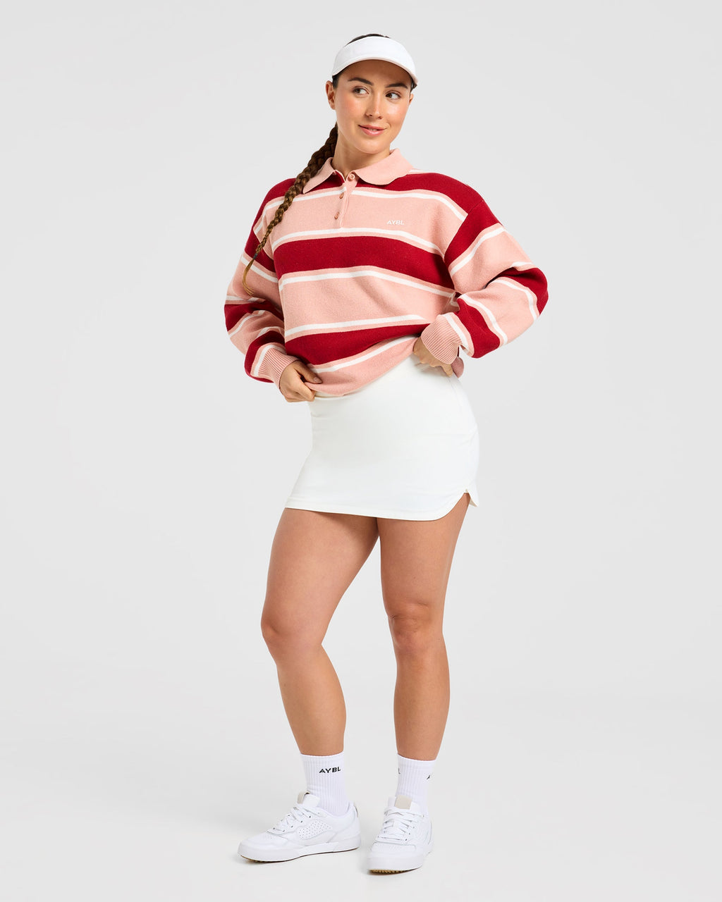 Signature Relaxed Knitted Polo - Burgundy/Roze