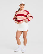 Signature Relaxed Knitted Polo - Burgundy/Roze