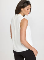 Lace-Through Tie-Neck Blouse